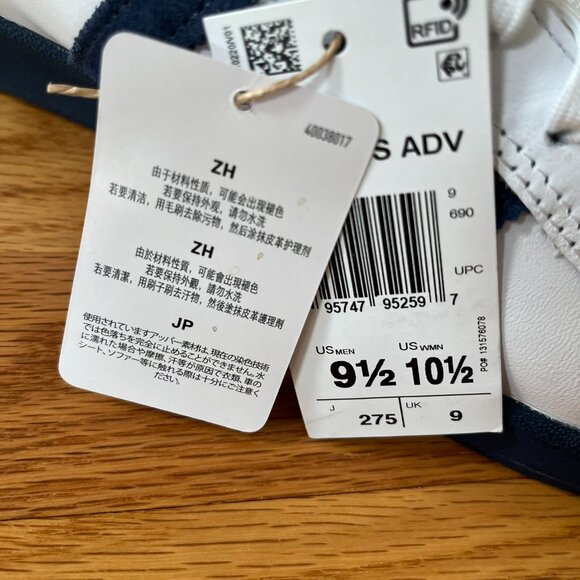 ADIDAS Campus ADV Mens 9.5 White Leather with Navy Stripes NWT New With Tags - Picture 2 of 2